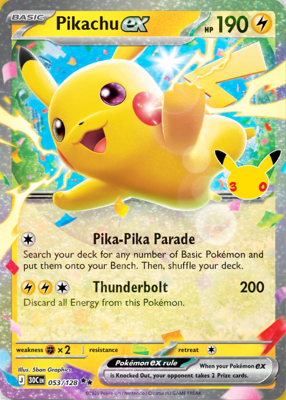 Pikachu ex — 30th Celebration 053