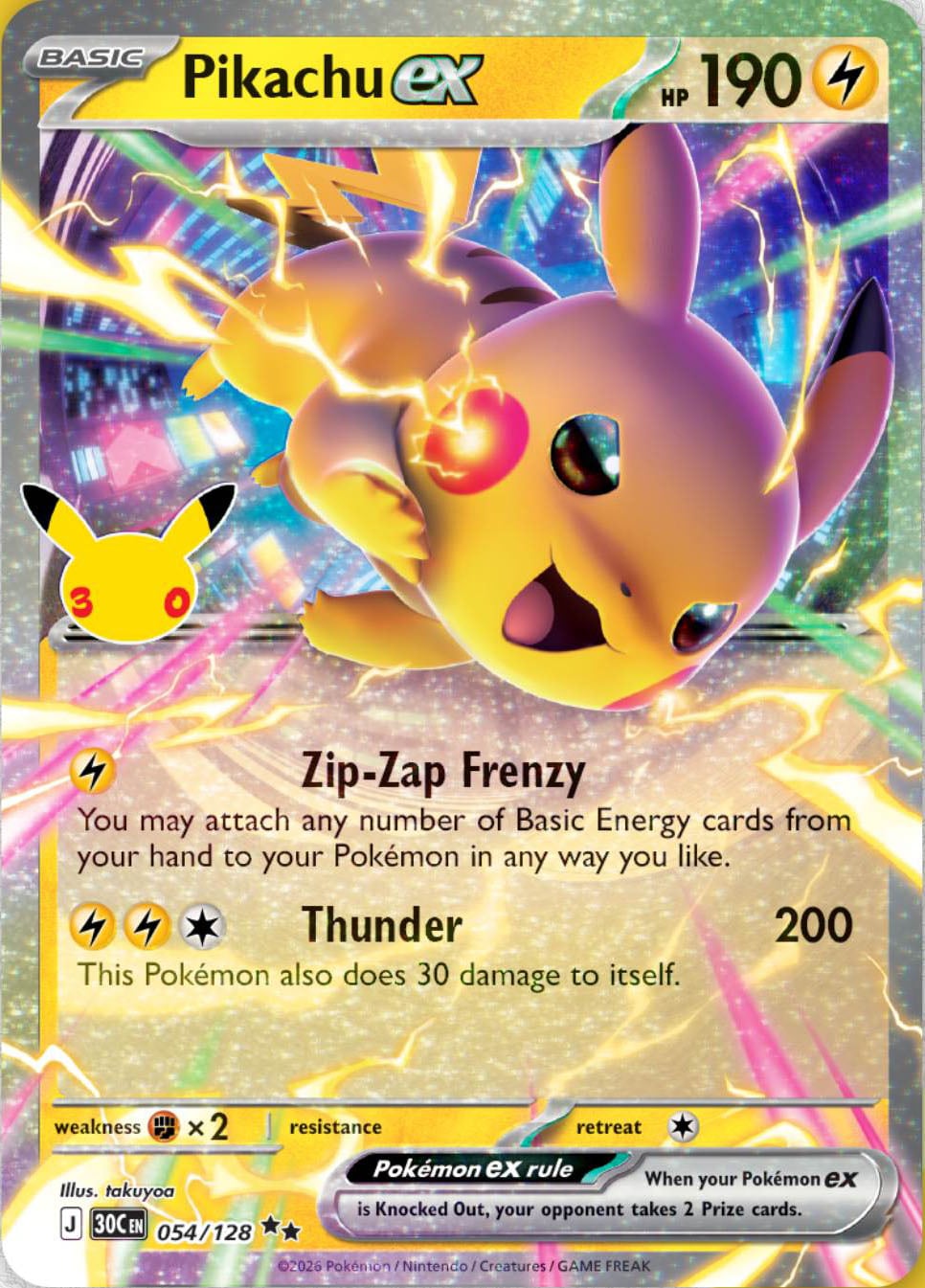 Pikachu ex — 30th Celebration 054