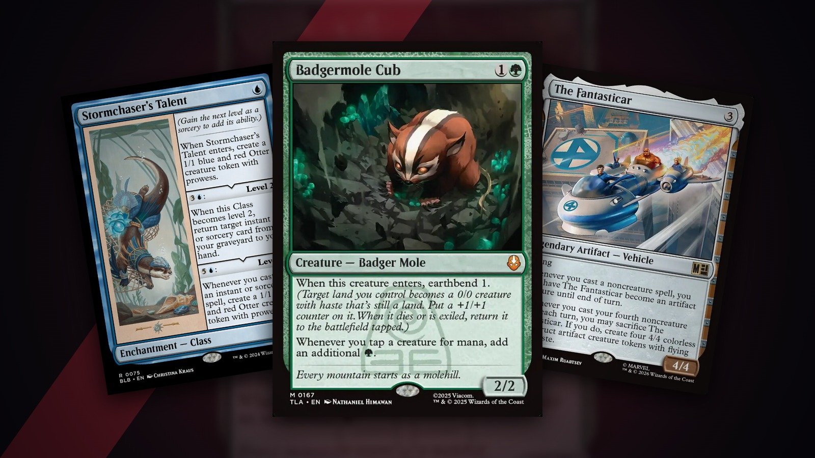 Stormchaser’s Talent, Badgermole Cub e The Fantasticar, as cartas atingidas pela banlist do Magic de 10 de agosto (Divulgação/Wizards of the Coast)