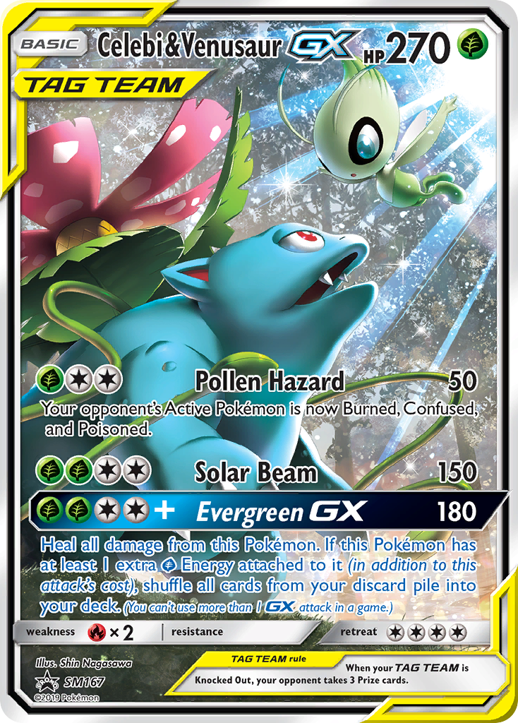 Celebi e Venusaur GX — Sol e Lua Promos SM167