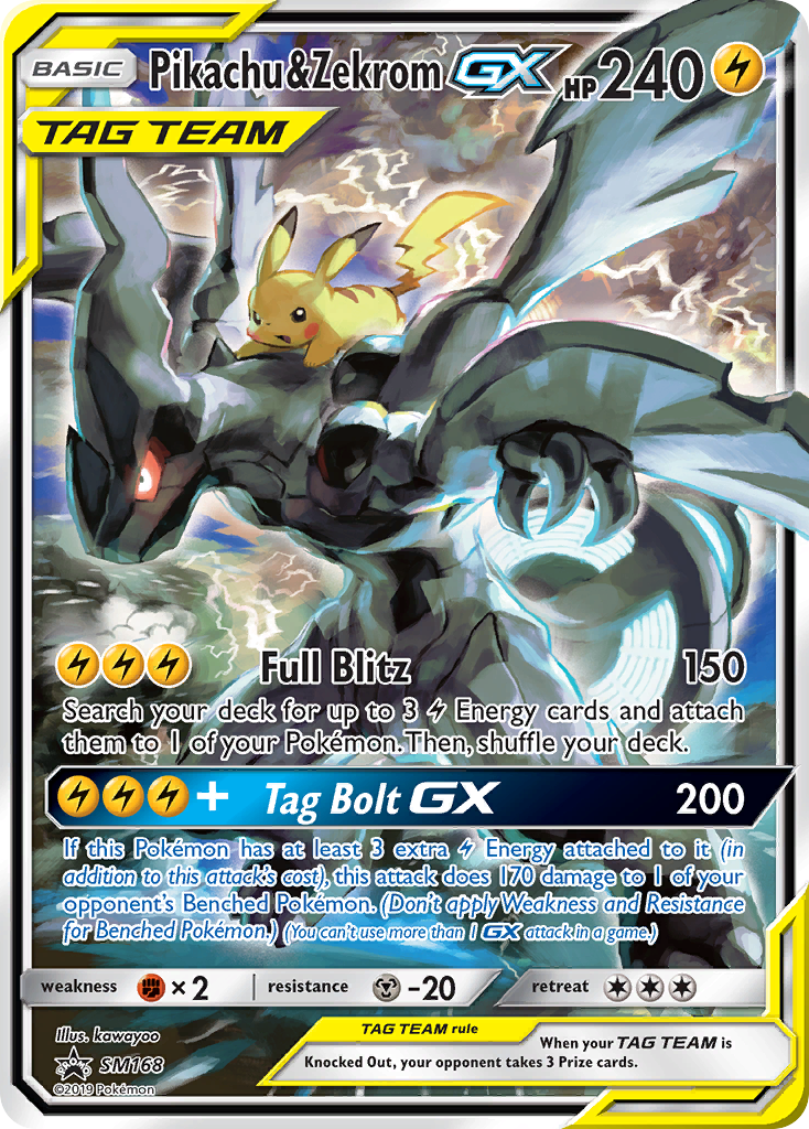 Pikachu e Zekrom GX — Sol e Lua Promos SM168