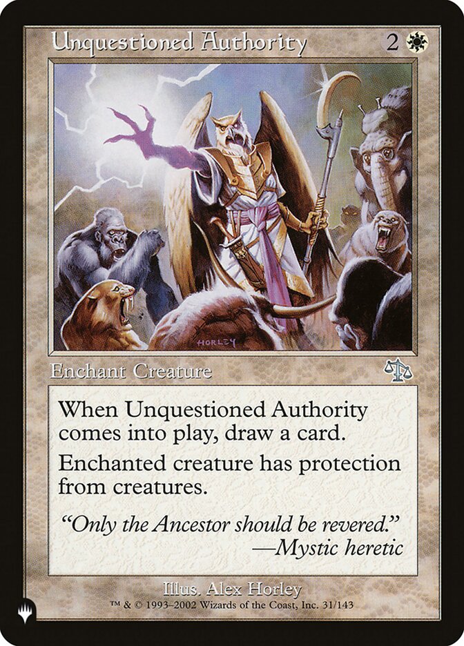 Unquestioned Authority - The List