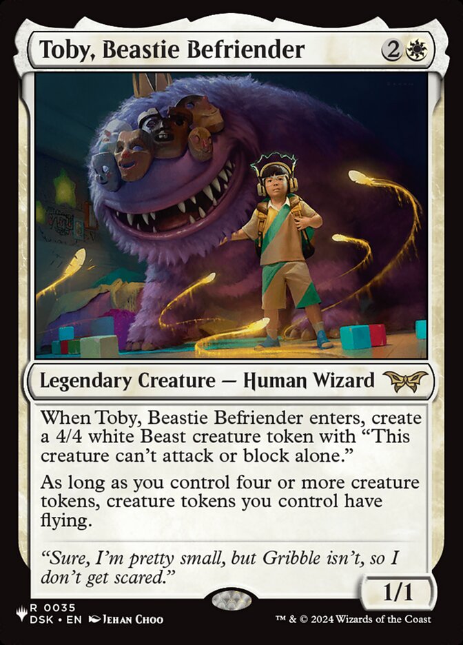 Toby, Beastie Befriender - The List