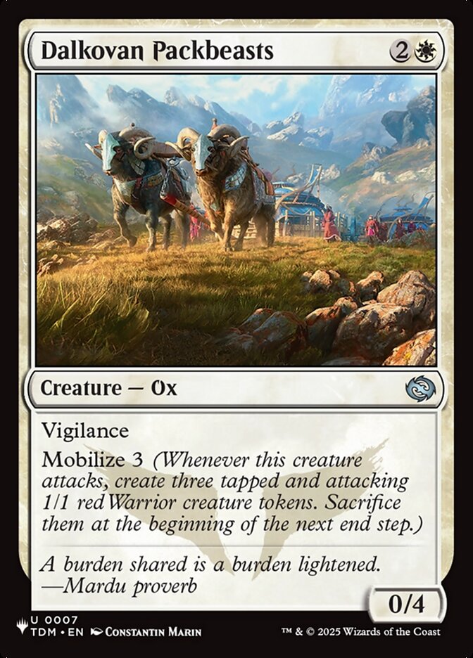 Dalkovan Packbeasts - The List