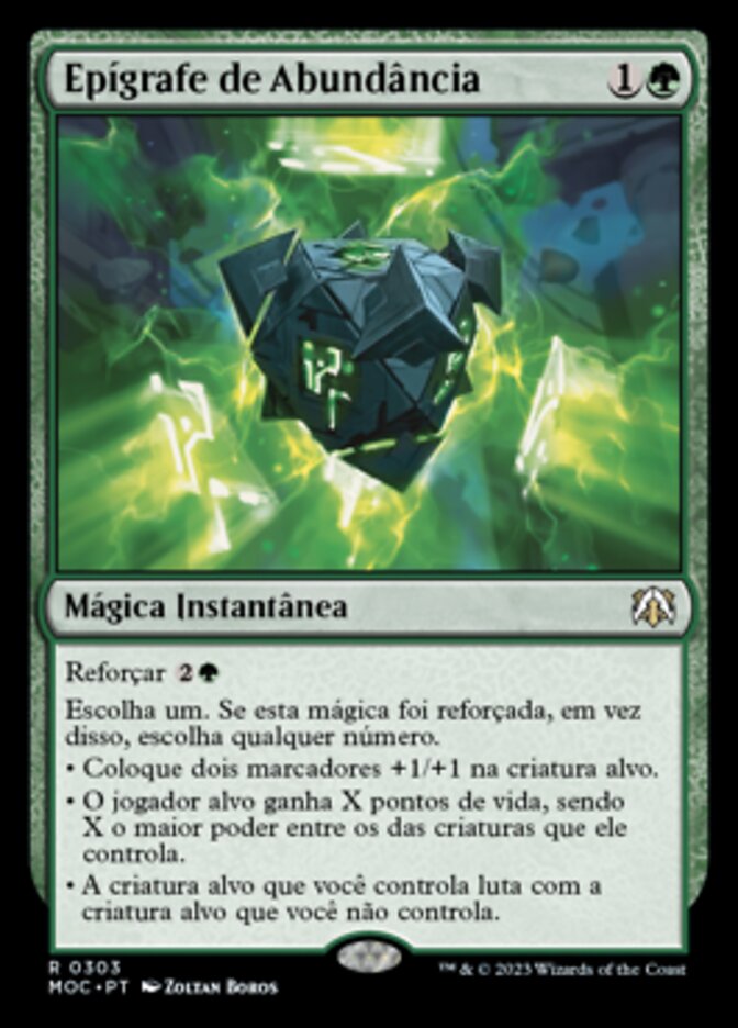 Epígrafe de Abundância - March of the Machine Commander