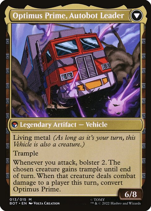 Optimus Prime, Autobot Leader (verso)