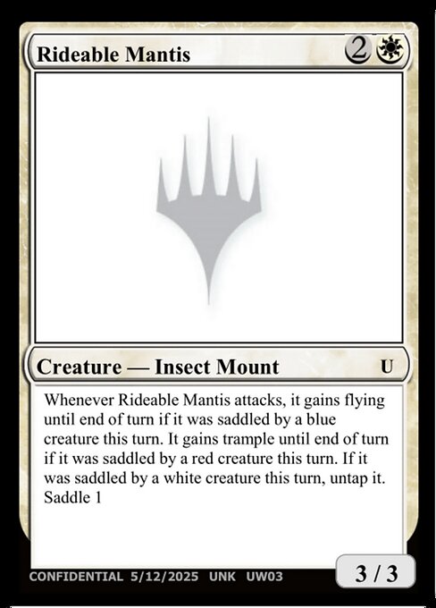 Rideable Mantis — Unknown Event UW03a