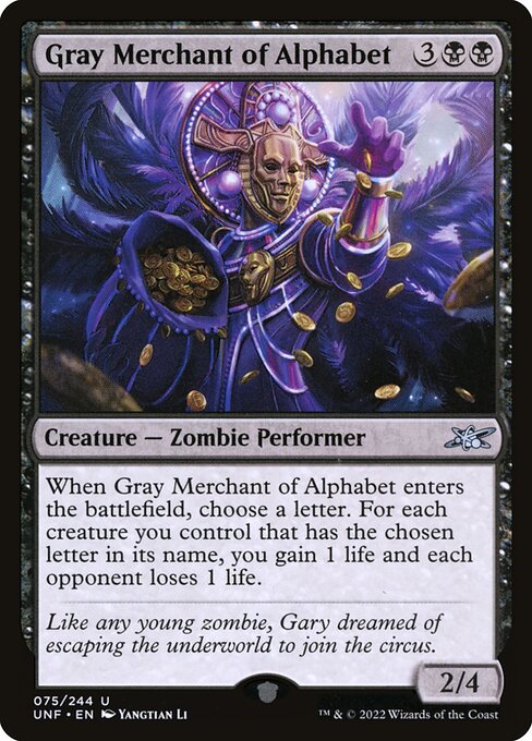 Gray Merchant of Alphabet — Unfinity 75