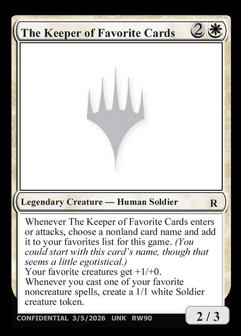 The Keeper of Favorite Cards — Unknown Event RW90e