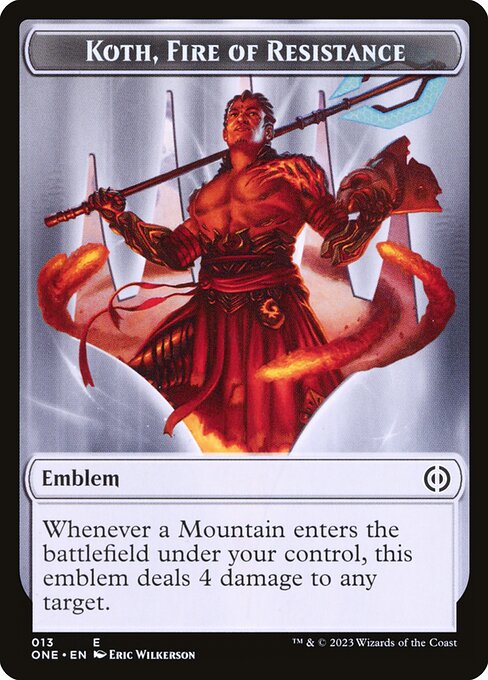 Koth, Fire of Resistance Emblem — Phyrexia: All Will Be One Tokens 13
