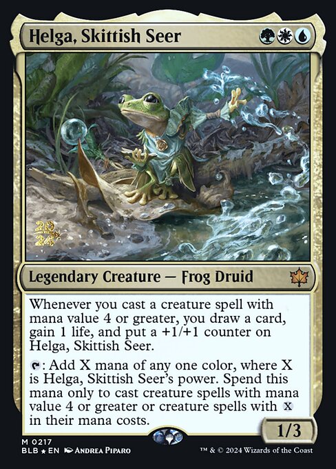 Helga, Skittish Seer — Bloomburrow Promos 217s