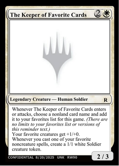 The Keeper of Favorite Cards — Unknown Event RW90d