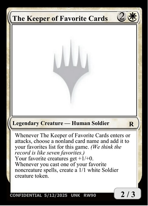 The Keeper of Favorite Cards — Unknown Event RW90c