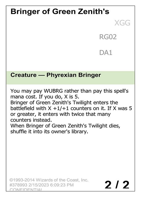 Bringer of Green Zenith's Twilight — Unknown Event RG02a