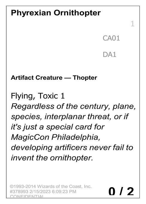 Phyrexian Ornithopter — Unknown Event CA01