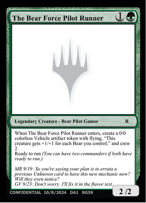 The Bear Force Pilot Runner — Unknown Event RG59a
