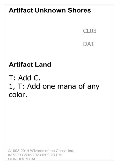 Artifact Unknown Shores — Unknown Event CL03a
