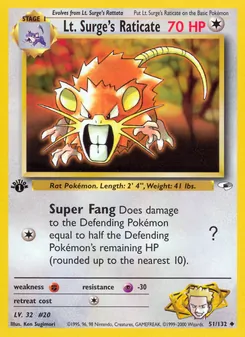 Lt. Surge's Raticate — Gym Heroes 51