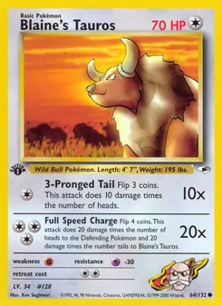 Blaine's Tauros — Gym Heroes 64