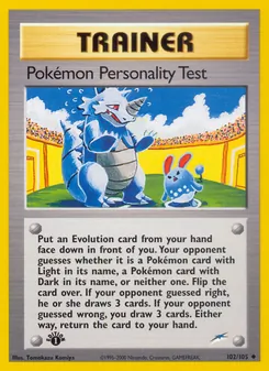 Pokémon Personality Test — Neo Destiny 102