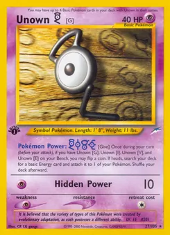 Unown [G] — Neo Destiny 27