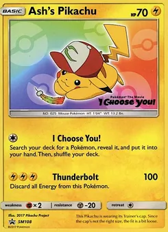 Ash's Pikachu — Sol e Lua Promos SM108