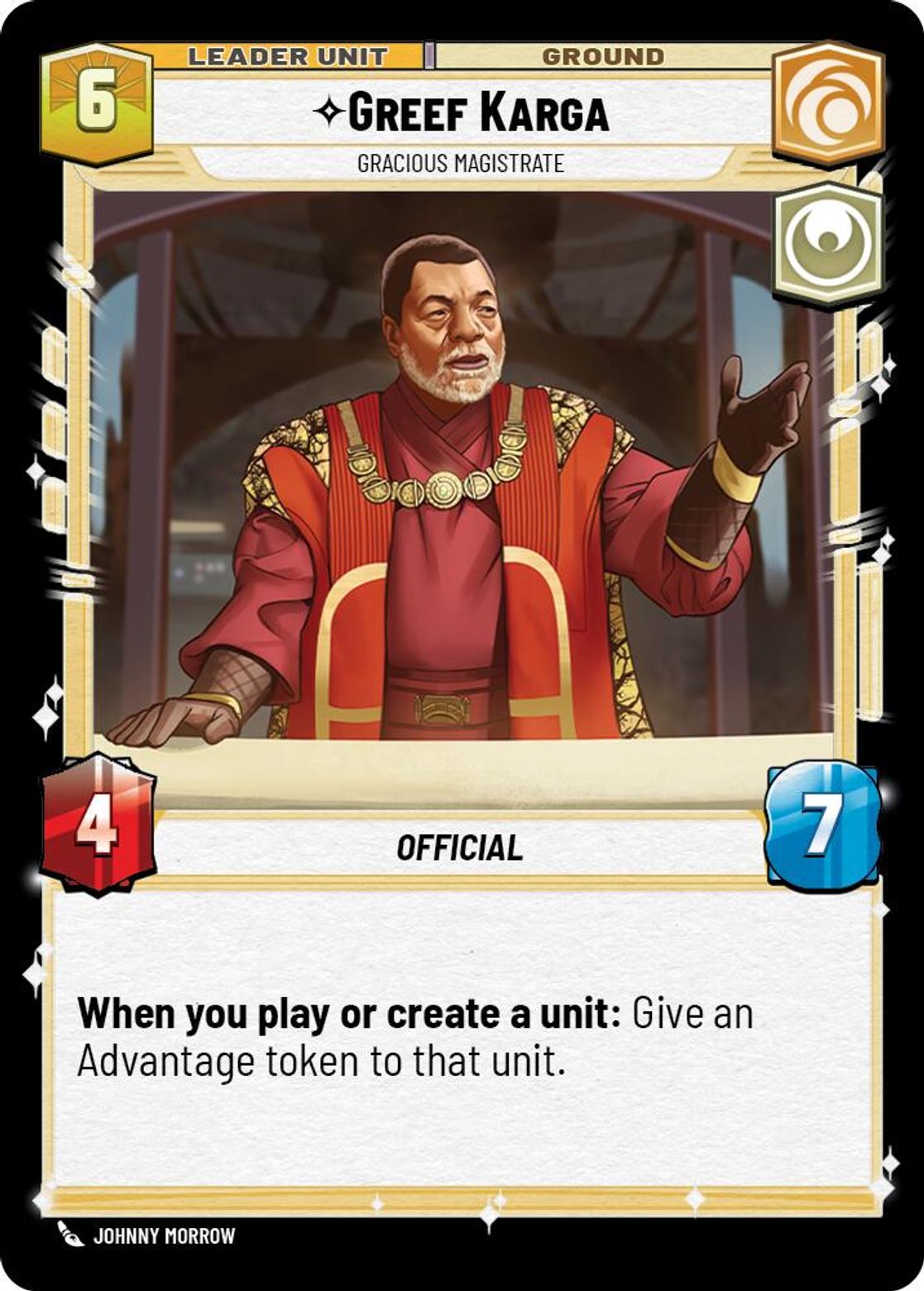 Greef Karga, Gracious Magistrate (verso)