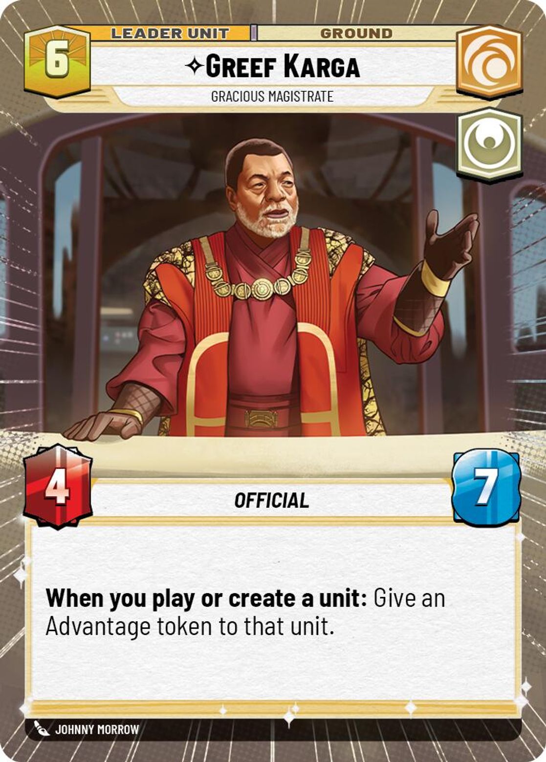 Greef Karga, Gracious Magistrate (verso)