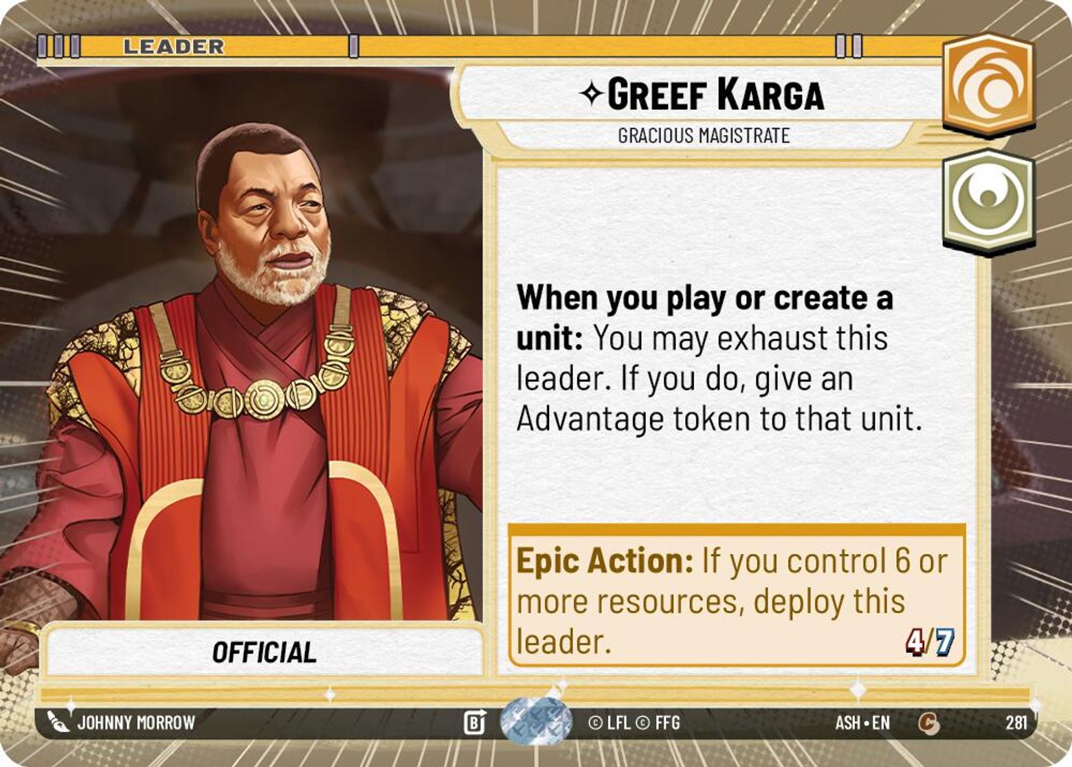 Greef Karga, Gracious Magistrate — Ashes of the Empire 281