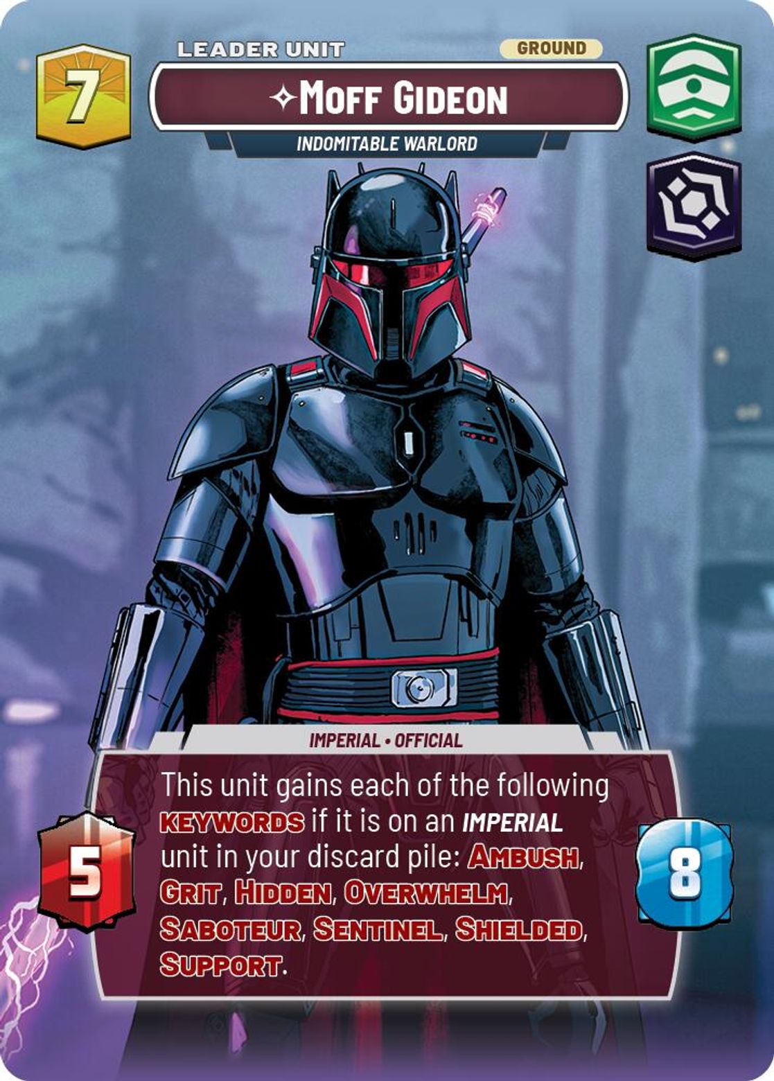 Moff Gideon, Indomitable Warlord (verso)