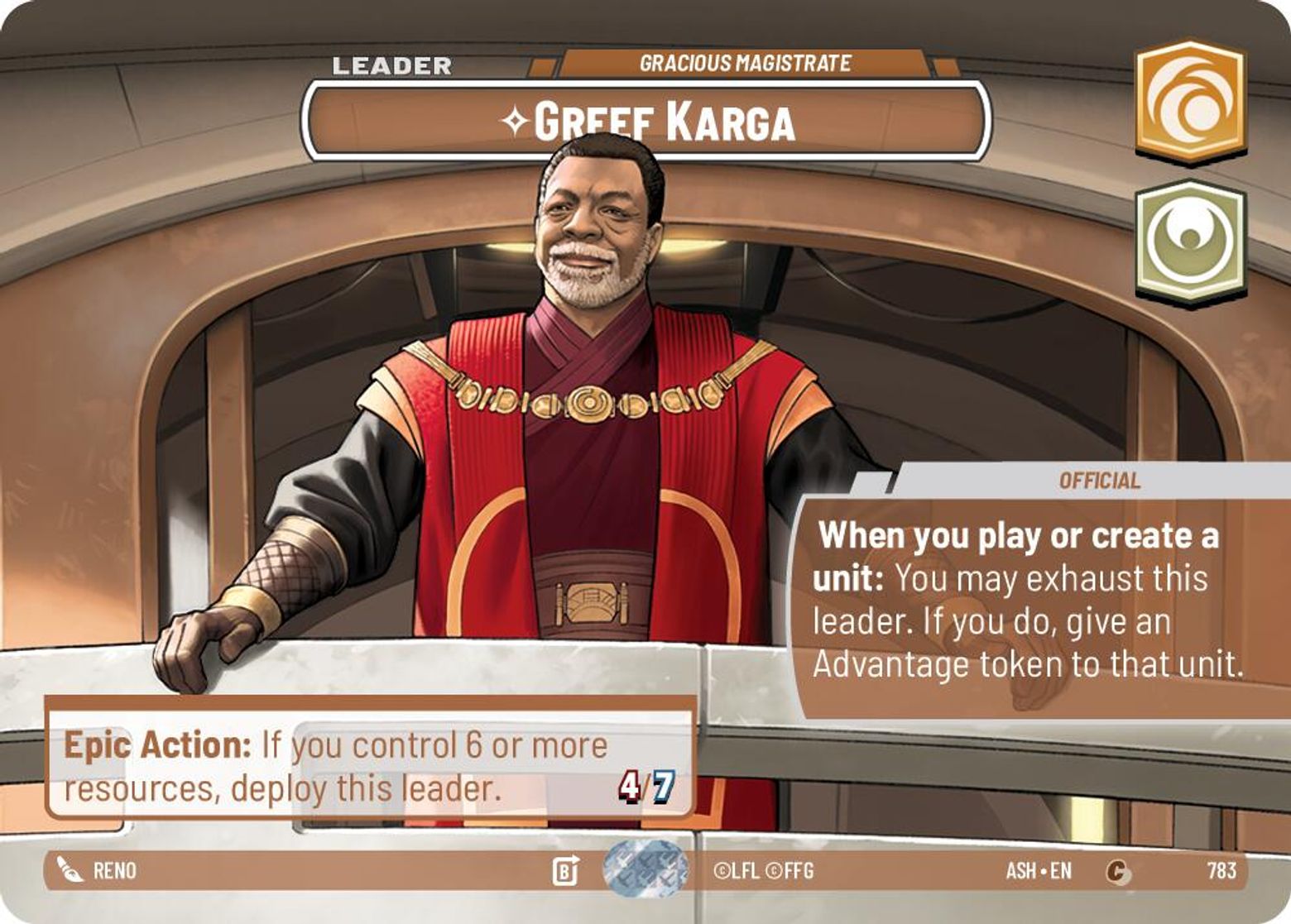 Greef Karga, Gracious Magistrate — Ashes of the Empire 783