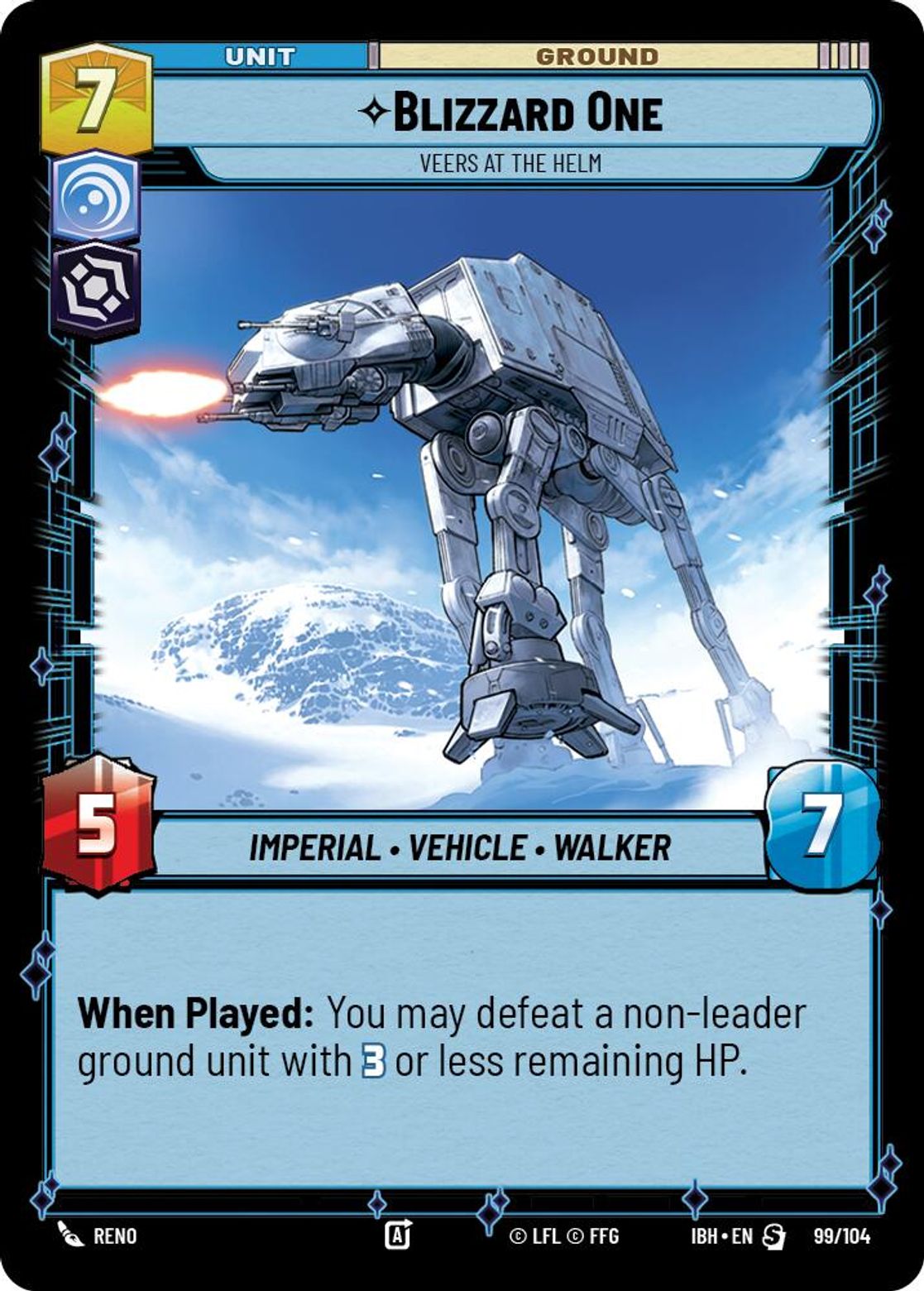 Blizzard One, Veers at the Helm — Intro Battle: Hoth 99