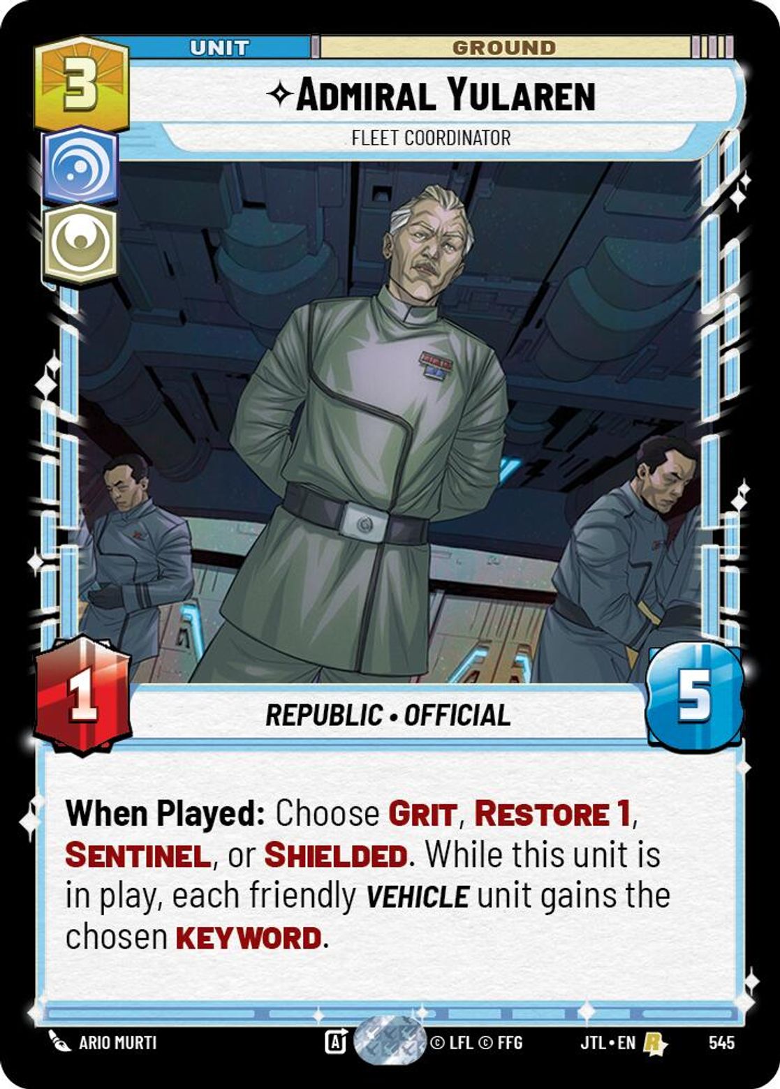 Admiral Yularen, Fleet Coordinator — Jump To Lightspeed 545