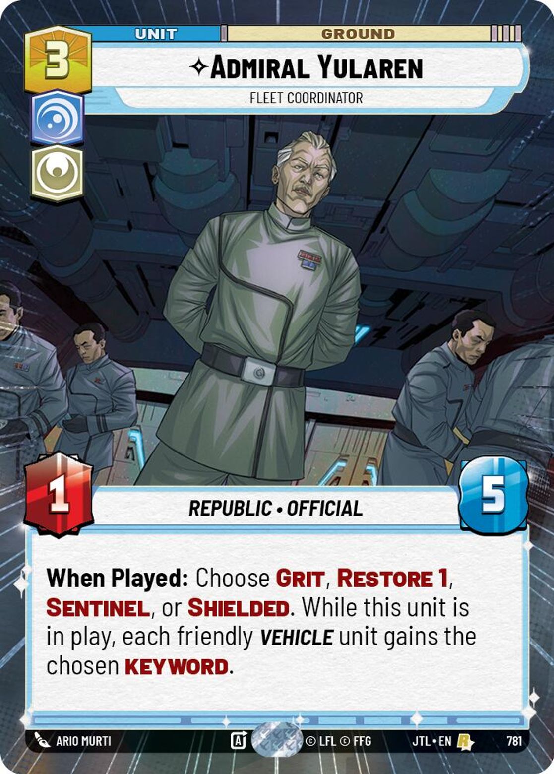Admiral Yularen, Fleet Coordinator — Jump To Lightspeed 781