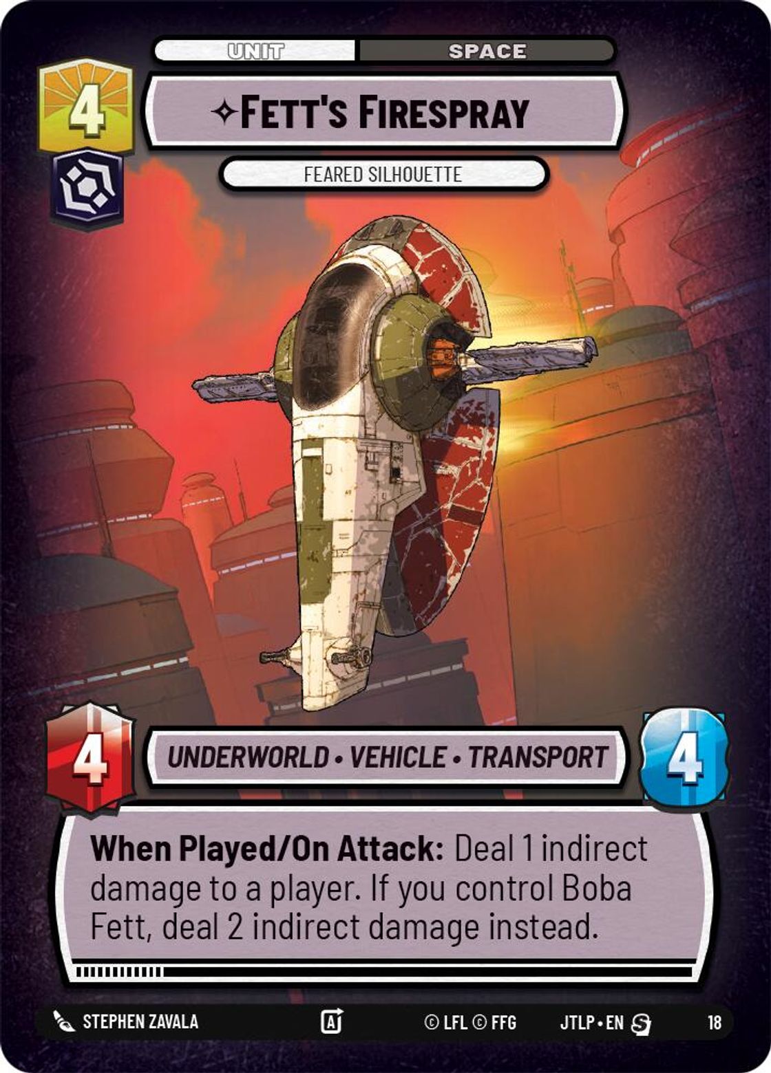 Fett's Firespray, Feared Silhouette — Jump to Lightspeed - OP Promo 18