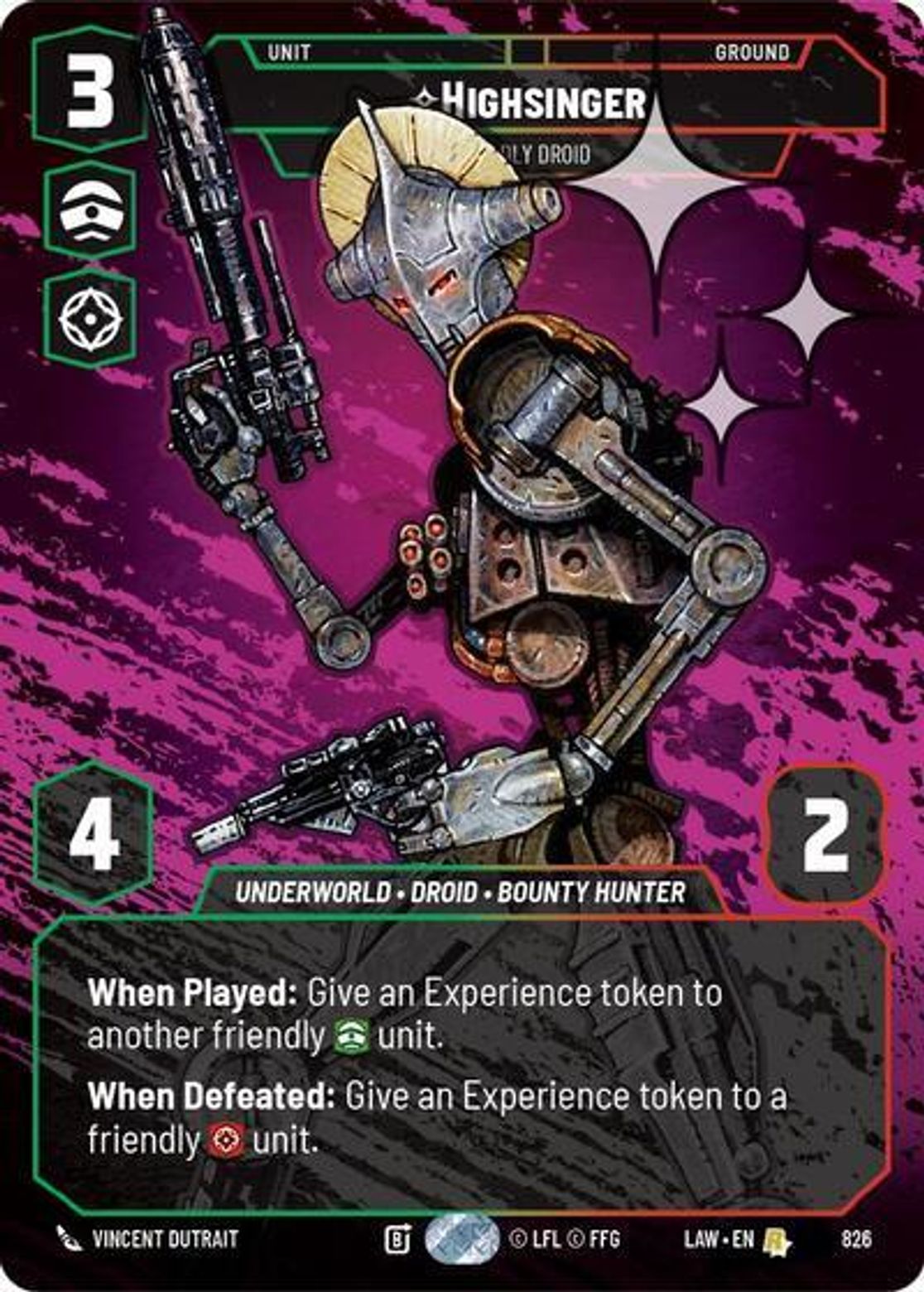 Highsinger, Deadly Droid — A Lawless Time 826