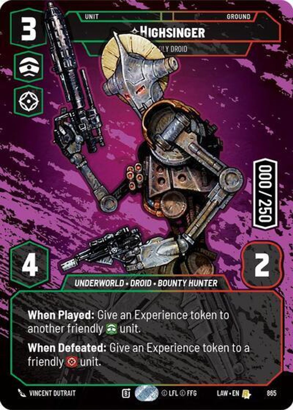 Highsinger, Deadly Droid — A Lawless Time 865
