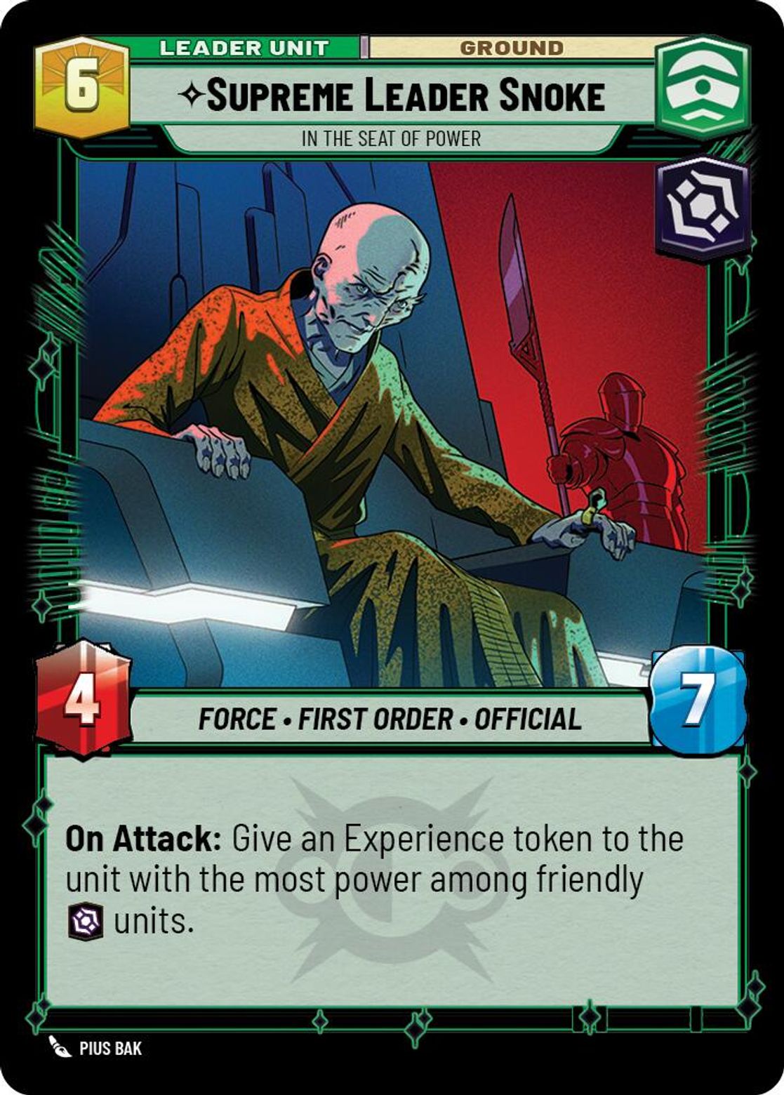 Supreme Leader Snoke, In the Seat of Power (verso)