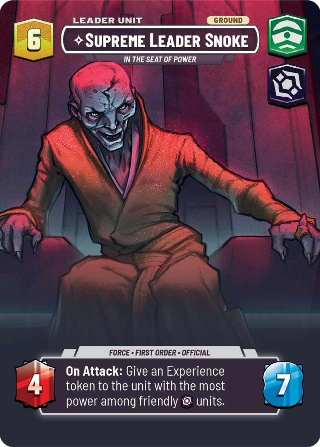 Supreme Leader Snoke, In the Seat of Power (verso)