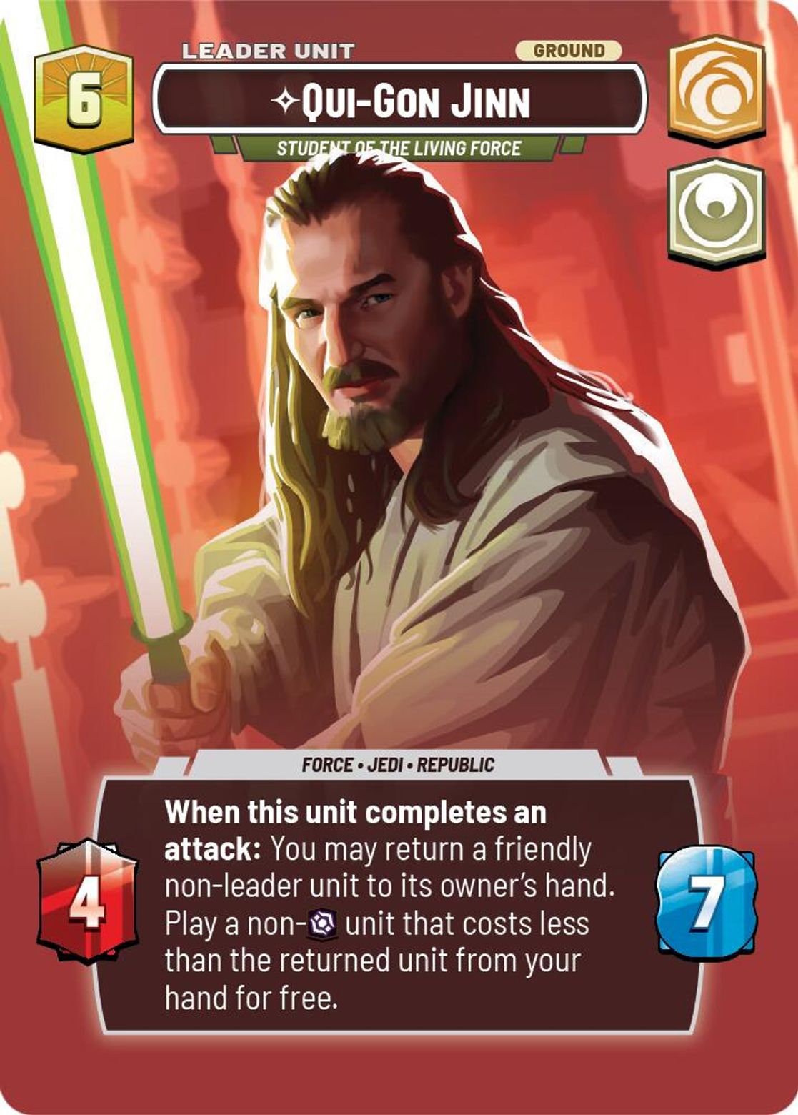 Qui-Gon Jinn, Student of the Living Force (verso)