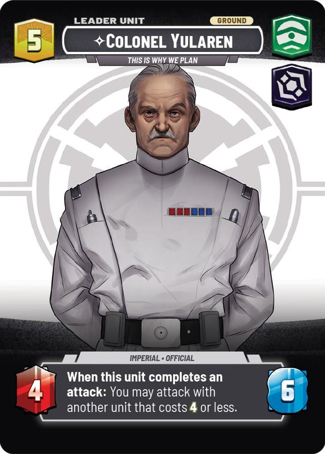 Colonel Yularen, This is Why We Plan (verso)