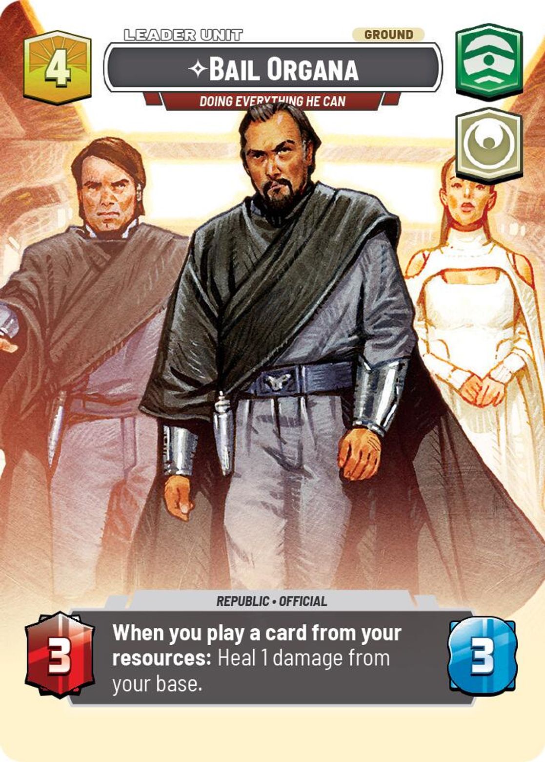 Bail Organa, Doing Everything He Can (verso)