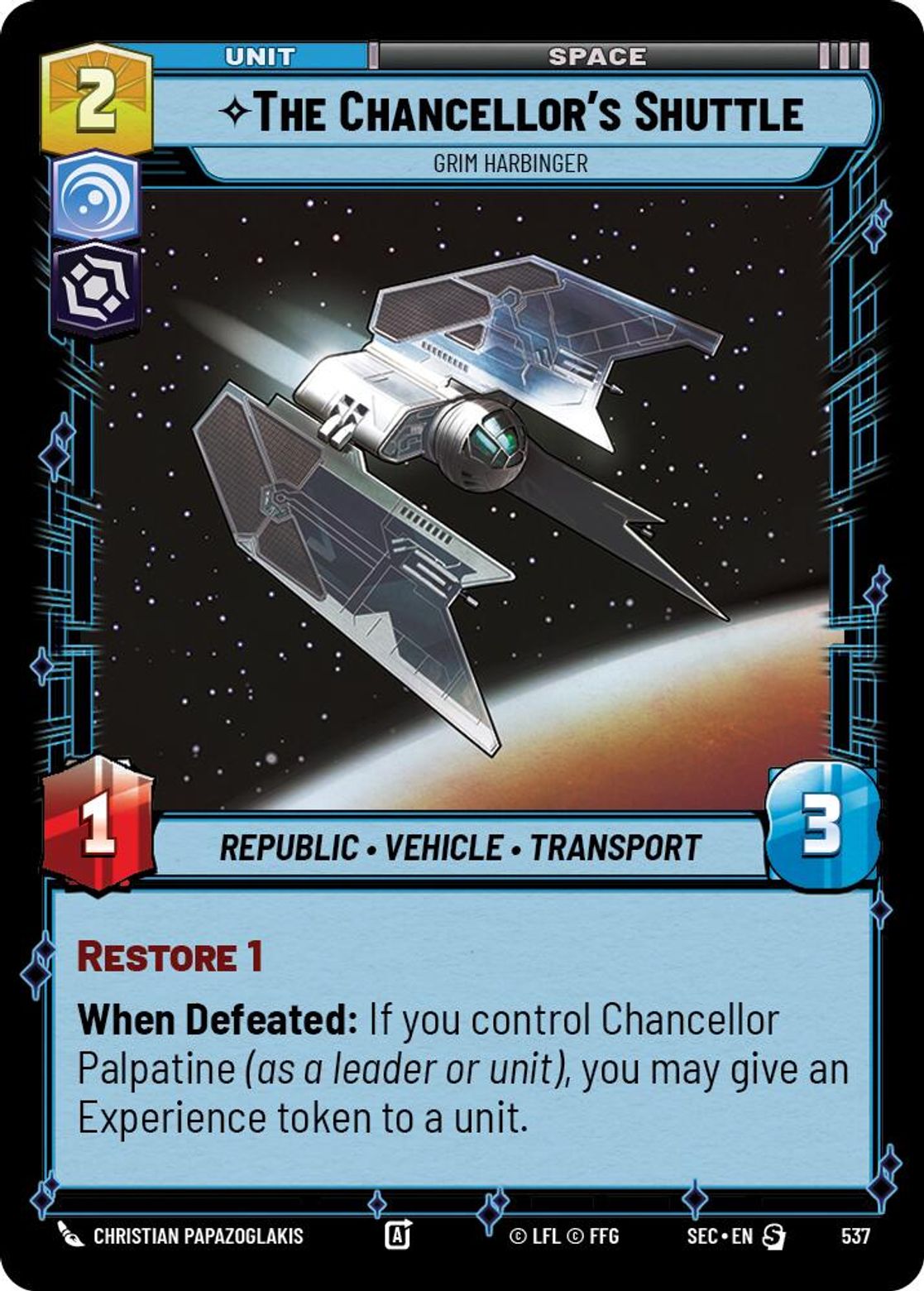 The Chancellor's Shuttle, Grim Harbinger — Secrets of Power 537