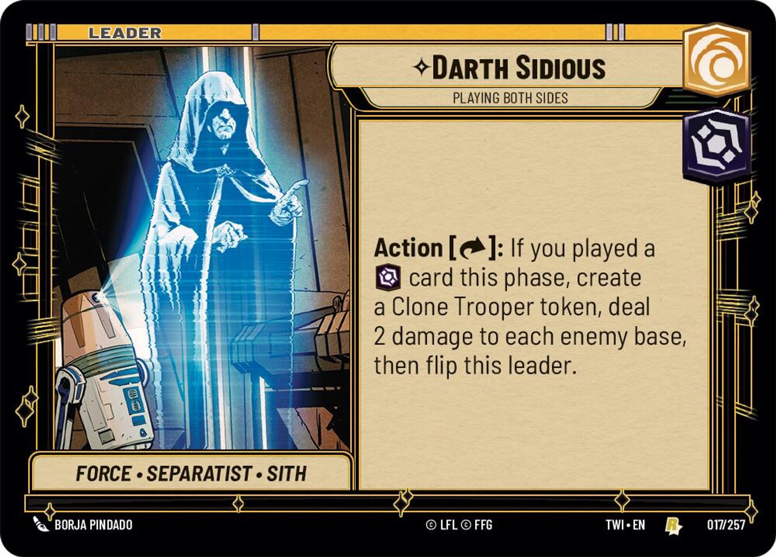 Chancellor Palpatine // Darth Sidious, Playing Both Sides (verso)