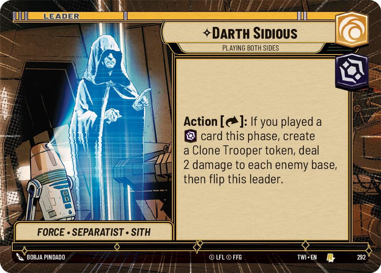 Chancellor Palpatine // Darth Sidious, Playing Both Sides (verso)